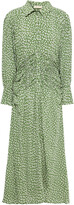 Thumbnail for your product : By Ti Mo Ruched Printed Crepe Midi Shirt Dress