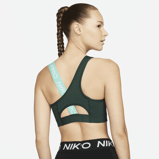 Nike Women's Pro Swoosh Medium-Support Asymmetrical Sports Bra in Green -  ShopStyle