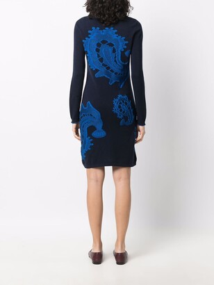 Barrie Paisley-Pattern Long-Sleeved Knitted Dress