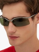 Thumbnail for your product : Balenciaga Rectangular Half-frame Metal Sunglasses - Grey