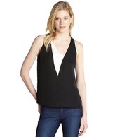 Thumbnail for your product : A.L.C. black and white silk 'Sigrid' colorblock sleeveless top
