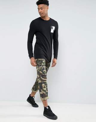 ASOS Tall Longline Long Sleeve T-Shirt With New York Chest Print