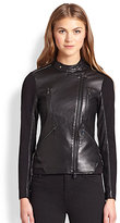 Thumbnail for your product : Haute Hippie Leather & Stretch Knit Motorcycle Jacket