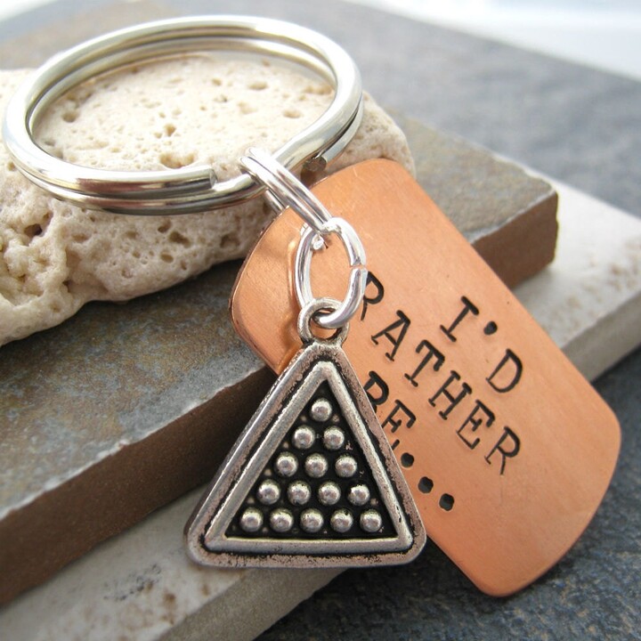 Billiards Keychain, I'd Rather Be, Billiards Charm, Gifts Under 20, Playing Pool, Pool Players, Cue Sports, Hall, Optional Initial Disc