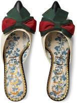 Thumbnail for your product : Gucci Leather mid-heel slide with Web bow
