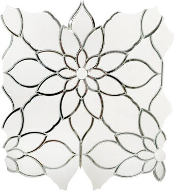 Tile & Top Thassos & Mirror Floral 13-In X 13-In Waterjet Mosaic Floor And Wall Tile(1.17-Sq. Ft/ Piece)