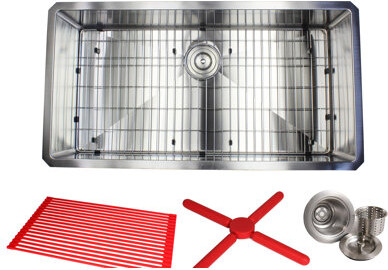 eModern Decor CozyBlock 36" L x 19" W Undermount Kitchen Sink With Accessories