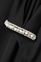 Thumbnail for your product : Reem Acra Asymmetric Crystal-embellished Crepe Gown - Black