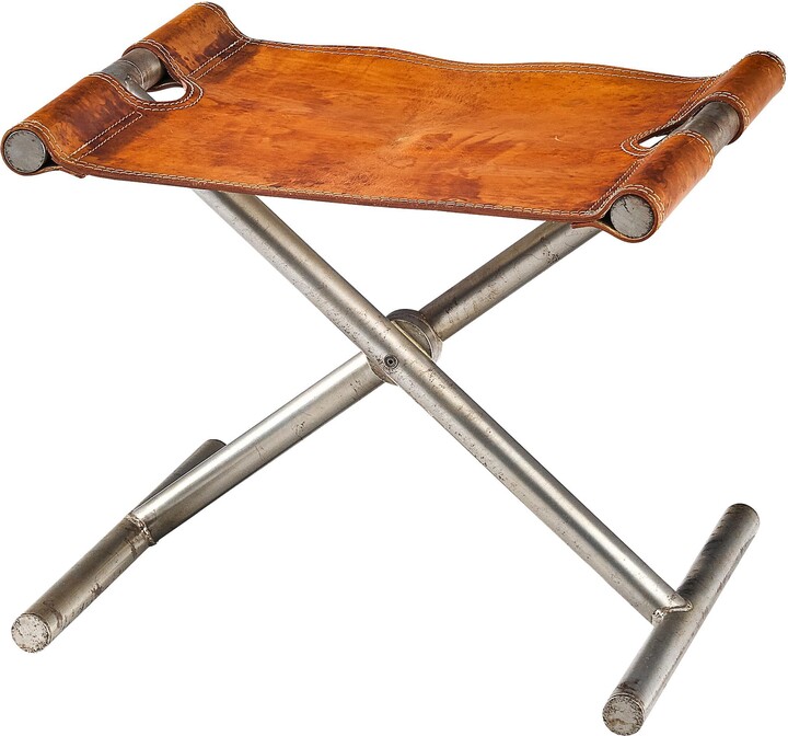 Afra & Tobia Scarpa ‘benetton’ Stool In Leather And Steel