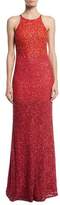 Thumbnail for your product : Badgley Mischka Sleeveless Ombre Sequin Gown, Red/Multicolor