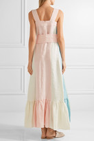 Thumbnail for your product : Peter Pilotto Embroidered Paneled Linen Maxi Dress - Pastel pink