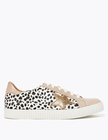 Thumbnail for your product : Marks and Spencer Leather Lace Up Leopard Print Star Trainers