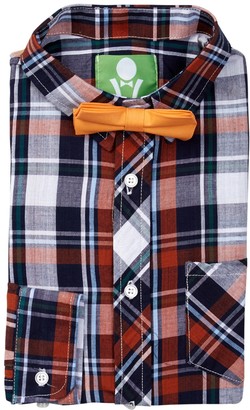 Future Trillionaire Plaid Long Sleeve Shirt & Solid Tie (Toddler, Little Boys, & Big Boys)