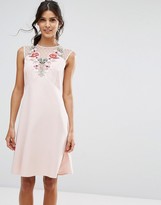 Thumbnail for your product : Elise Ryan A Line Dress In Mesh And Floral Applique