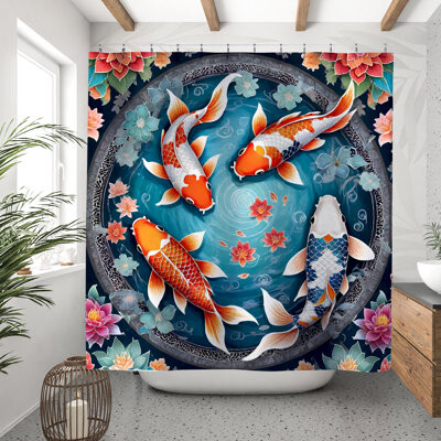 ULLI HOME Exo Koi Fish Shower Curtain