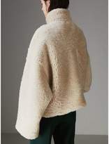 Thumbnail for your product : Burberry Contrast Zip Shearling Funnel-neck Jacket