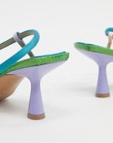 Thumbnail for your product : ASOS DESIGN Hold Me aysmmetric mid-heeled sandals in multi