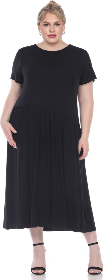 White Mark Fashion White Mark Women’s Short Sleeve Drop Waist Maxi Dress
