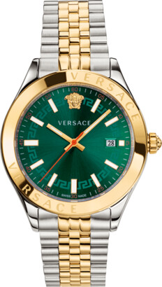 Versace Men's 42mm Hellenyium Two-Tone Bracelet Watch - Green Dial