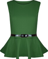 Thumbnail for your product : Fashion Star Women No Sleeve Belted Peplum Skater Mini Dress Leopard M/L (UK 12/14)