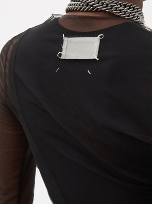 Maison Margiela Asymmetric-hem Tulle Long-sleeved Top - Black