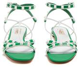 Thumbnail for your product : Valentino Free Rockstud Leather Sandals - Womens - Green White