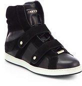 Thumbnail for your product : Jimmy Choo Yazz Leather & Suede High-Top Sneakers