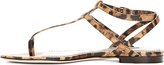 Thumbnail for your product : Dolce & Gabbana Brown Leather Leopard Spot Flat Sandals