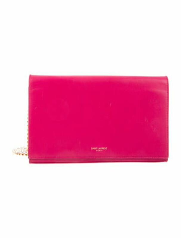 Saint Laurent Leather Wallet On Chain Pink ShopStyle