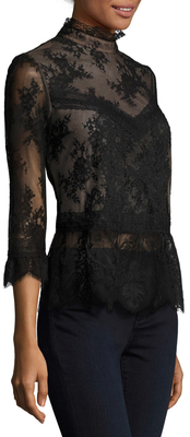Tracy Reese Victorian 3/4 Sleeve Lace Top