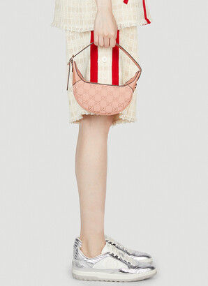 【GUCCI 】GG Ophidia Studded Half Moon Shoulder Bag PINK MIX Gucci Ophidia GG Small Crossbody Bag Beige/Ebony/Pink in