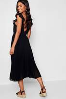 Thumbnail for your product : boohoo Boutique Ruffle Pleated Midi Skater Dress