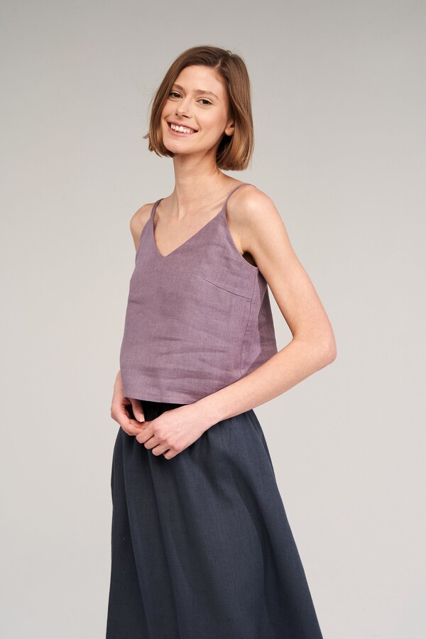 Etsy Linen Spaghetti Strap Tank Top Loose Fit Washed Lithuanian