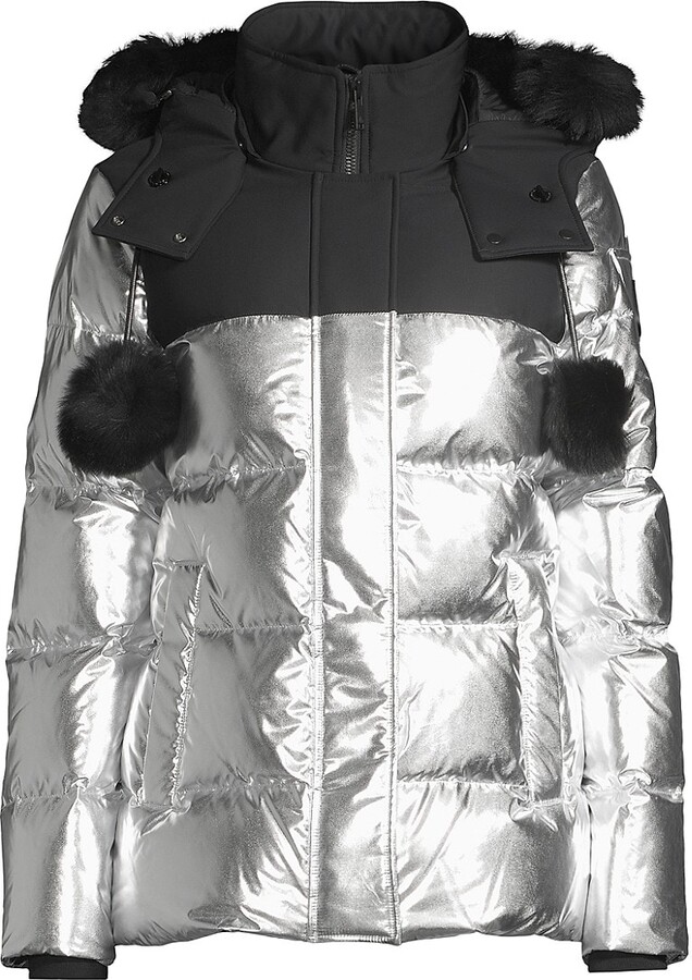 Silver Metallic Puffer Silver Down Coat Women's Body Glove