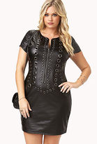 Thumbnail for your product : Forever 21 Forever 21+Plus Size Black Faux Leather Dynamite Grommet-Trimme d Dress XL1X2X3X