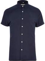 Thumbnail for your product : River Island Mens Navy seersucker short sleeve shirt