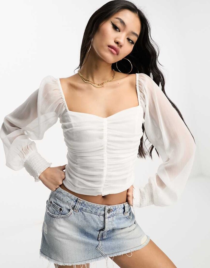 Hollister Women's White Tops ShopStyle UK