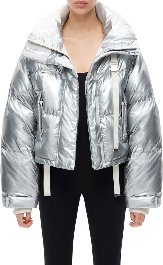 silver metallic down vest