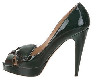 Valentino Patent Leather Bow-Embellished Pumps