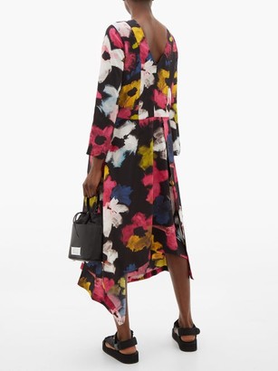 colville Handkerchief-hem Floral-print Satin Dress - Multi