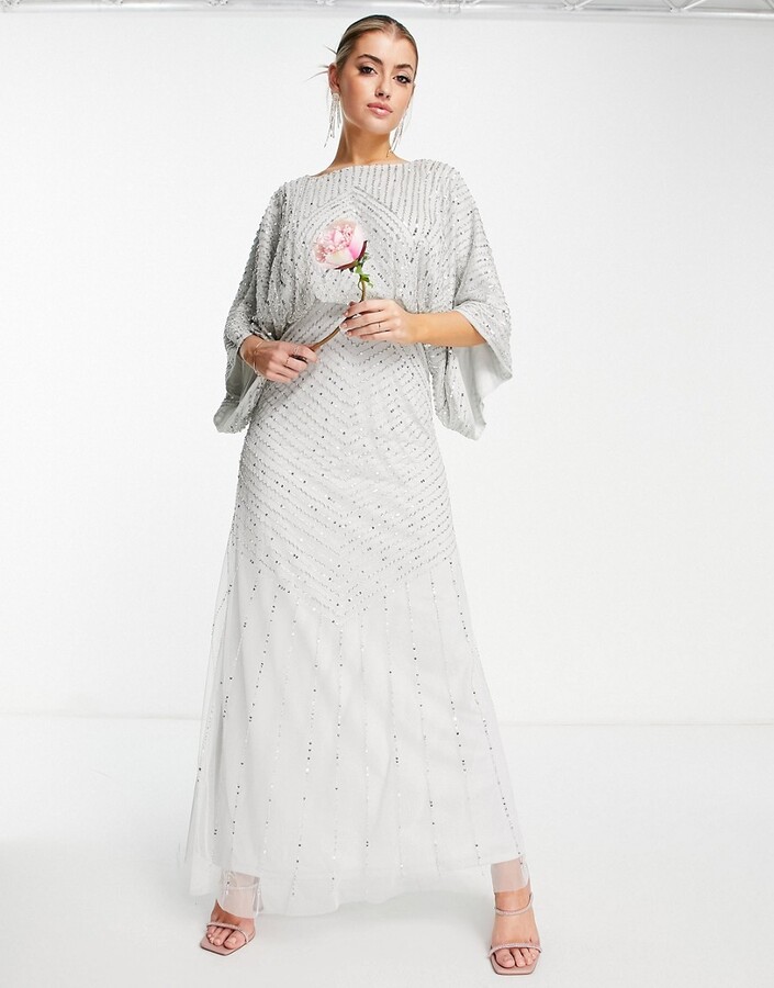 Frock and Frill Bridesmaid maxi dress with exaggerated sleeves in