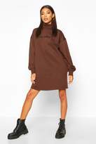 Thumbnail for your product : boohoo Roll Neck Chest Embroidered Sweatshirt Dress