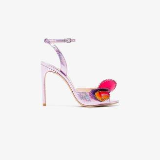Sophia Webster pink Soleil 100 glitter ruffle leather sandals