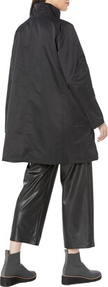 Eileen Fisher High Collar Reversible Coat (Black) Women's Clothing