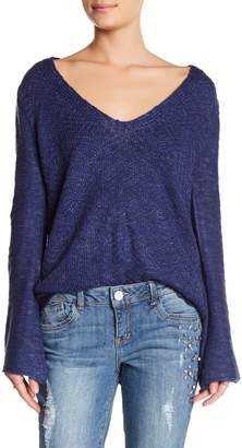 Democracy Lace-Up Bell Sleeve Sweater