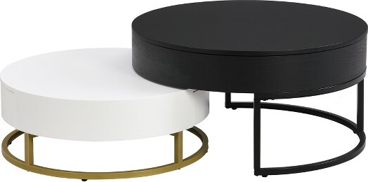 DexmalleModernRoundLift-topNestingCoffeeTableswith2Drawers