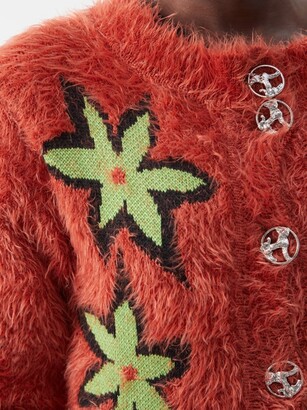 Chopova Lowena Flore Floral-intarsia Knitted Cardigan - Brown  