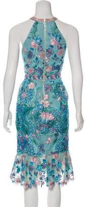 Marchesa Notte Embroidered Midi Dress w/ Tags