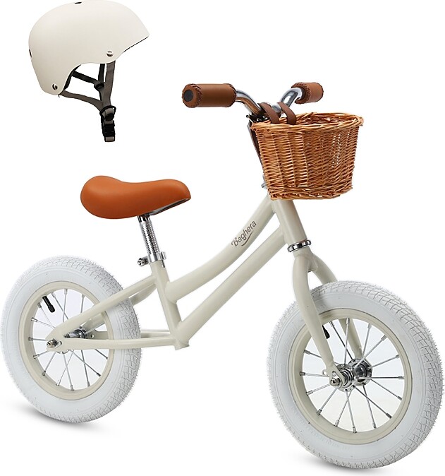 Baghera Balance Bike White & Helmet - Ages 3-6