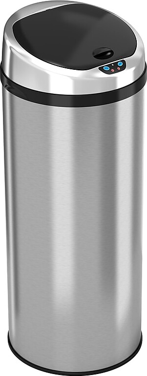iTouchless Stainless Steel Round Sensor Trash Can with AbsorbX Odor Control System, 13 Gal., Silver (IT13RCB)